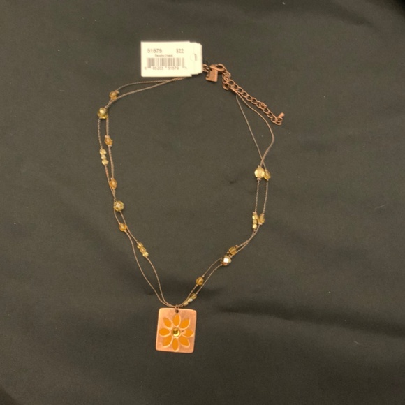 S6/ NWT 18” Cookie Lee Necklace & Earring Set 6 - Copper Square with crystals - Picture 2 of 3